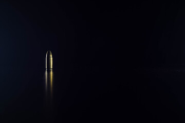 small bullet reflecting off the ground.