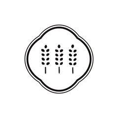 日本の家紋風、ロゴデザインのための麦のシンプルなイラスト