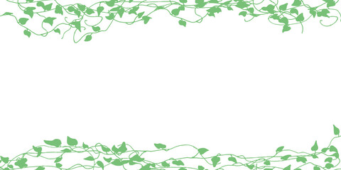 手書きタッチの草木。ツタのイラスト。草木フレーム。　Plants with a handwritten touch. Illustration of ivy. Plant frame.