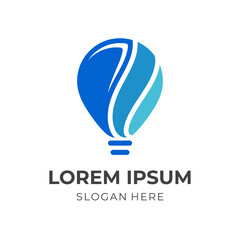 Naklejka premium bulb logo template with flat blue color style