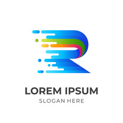 Fototapeta premium letter R logo design with 3d colorful style