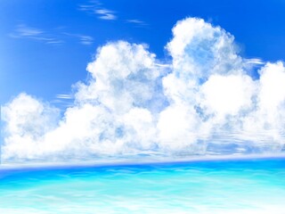 晴天の空と雲と海の背景素材