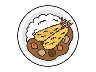 エビフライカレーのイラスト