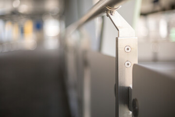Selective focus of  stainless steel balcony railing structure