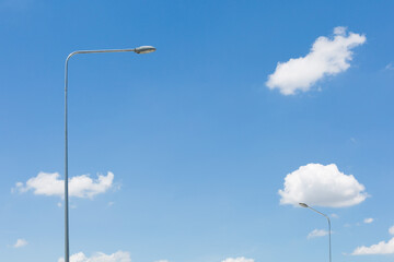 Street lamp on blue sky and clouds background  and copy space
