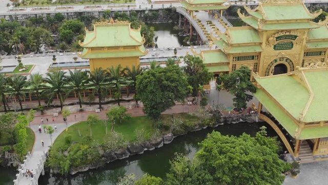 Dai Nam Van Hien, Vietnam - A part of Dai Nam theme park in Binh Duong Province near Ho Chi Minh City - a popular tourist destination (aerial photography)