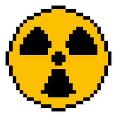 Obraz premium Radiation symbol concept pixel art icon vector
