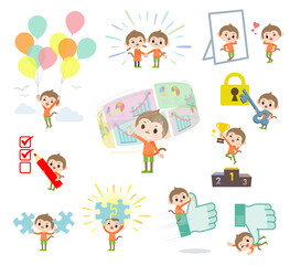 成功やポジティブに関するさるの男の子のセット