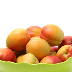 Fresh apricot fruits isolated on white background