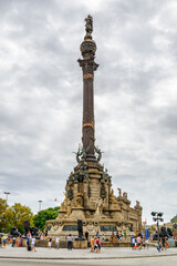 Fototapeta na wymiar The Columbus Monument on La Rambla street in Barcelona, Spain