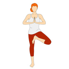 Beautiful young woman doing yoga, tree pose.