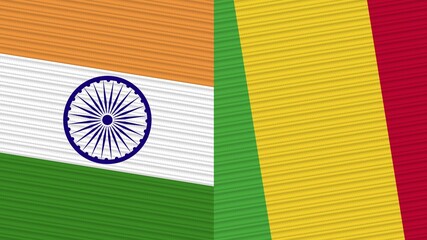 Mali and India Two Half Flags Together Fabric Texture Illustration