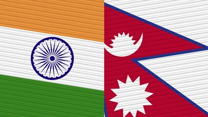 Nepal and India Two Half Flags Together Fabric Texture Illustration