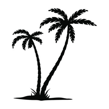 Palm Tree Vector Png Isolated On White Background. Palm Tree Editable Eps 10.