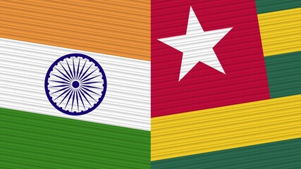 Togo and India Two Half Flags Together Fabric Texture Illustration