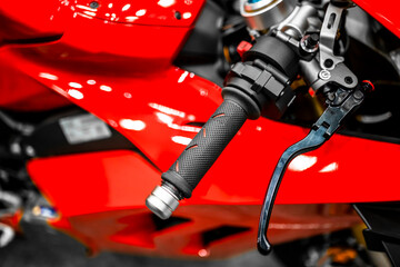 Vivid red sport bike handlebar control knobs