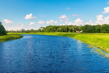 Water canal in Florida state, USA - obrazy, fototapety, plakaty