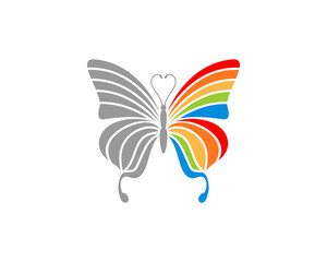 Flying butterfly with spectrum color logo