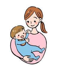赤ちゃんを抱っこしたお母さんのイラスト