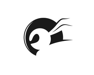 Ninja head silhouette in the circle logo