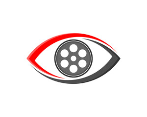 Eyes abstract with roll movie film in the middle