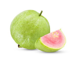 Pink Guava fruit isolated on white