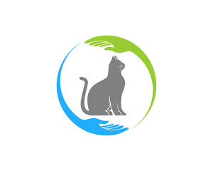 Hand care with cat in the middle