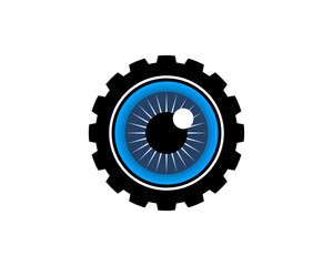 Blue eyes inside the gear logo