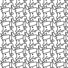 seamless pattern of cute man cartoon background