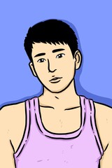 Fototapeta premium cute man cartoon on blue color background