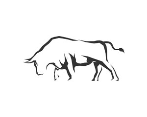 Walking bull with silhouette vector illustration
