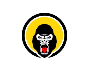 Circle shape with roaring gorilla inside