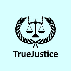 true justice logo, silhouette of hands and blades vector illustratiobs