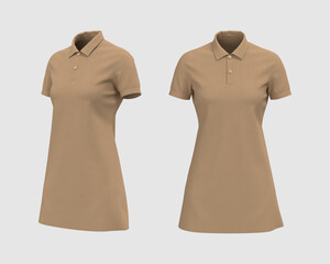 Blank collared shirt mockup, front and side views, tee design presentation for print, 3d rendering, 3d illustration