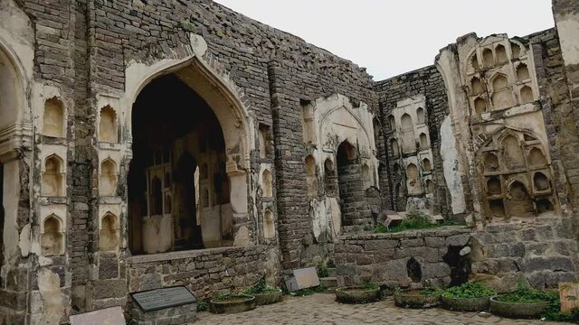 citadel ruins of the Golconda Fort, Hyderabad, Andhra Pradesh, India, Asia