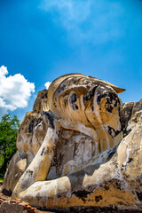 Reclining Buddha in Wat Lokayasutharam temple in Phra Nakhon Si Ayutthaya, Historic City in Thailand