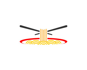 Ramen noodle with chopstick vector illustration