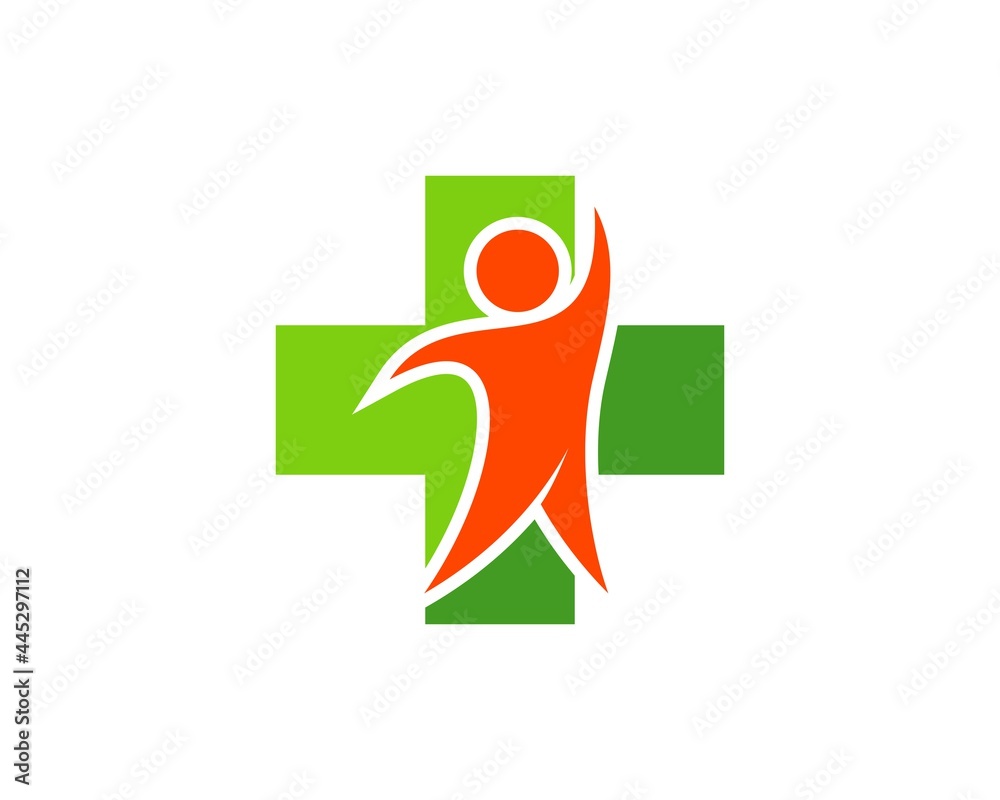 Canvas Prints medical health cross with healthy people inside