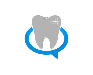 Clean teeth inside the bubble chat logo