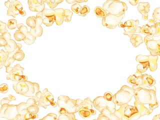 手描き水彩のポップコーンの囲みフレームイラスト