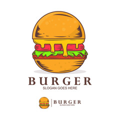 Burger logo design template. Fast Food logo icon.