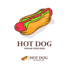 Hotdog logo design template. Fast Food logo icon.