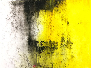 watercolor yellow and black abstract hand drawn template . isolated white background .wet on wet style.	