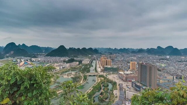 Nanning, China - skyline of Nanning, the capital city of Guangxi province in China (time Lapse)