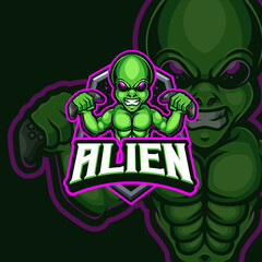 Alien mascot esports gaming logo design