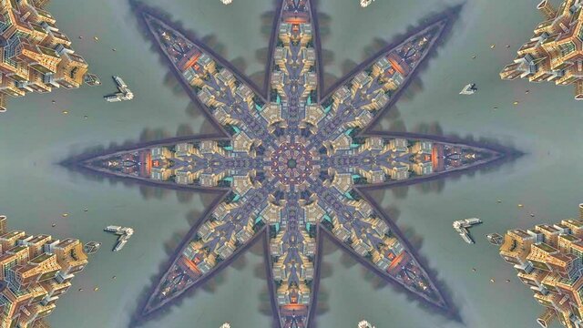 Abstract psychedelic art, ever changing view of fractal kaleidoscope.