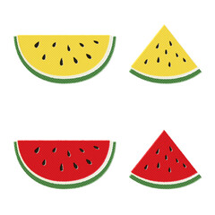 Illustration set of watermelon (white background, vector, cut out)