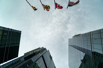 Inner Harbor in Downtown Baltimore, MD at Twilight 