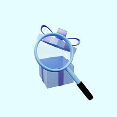 3d illustration of simple object magnifying shot to gift open