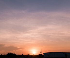 Fototapeta premium Panoramic view of sunset golden and blue sky nature background.